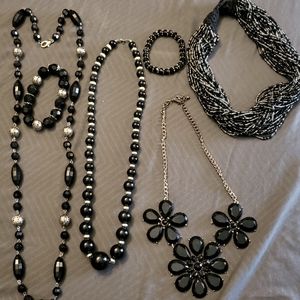Assortment of Black Necklace and Bracelets